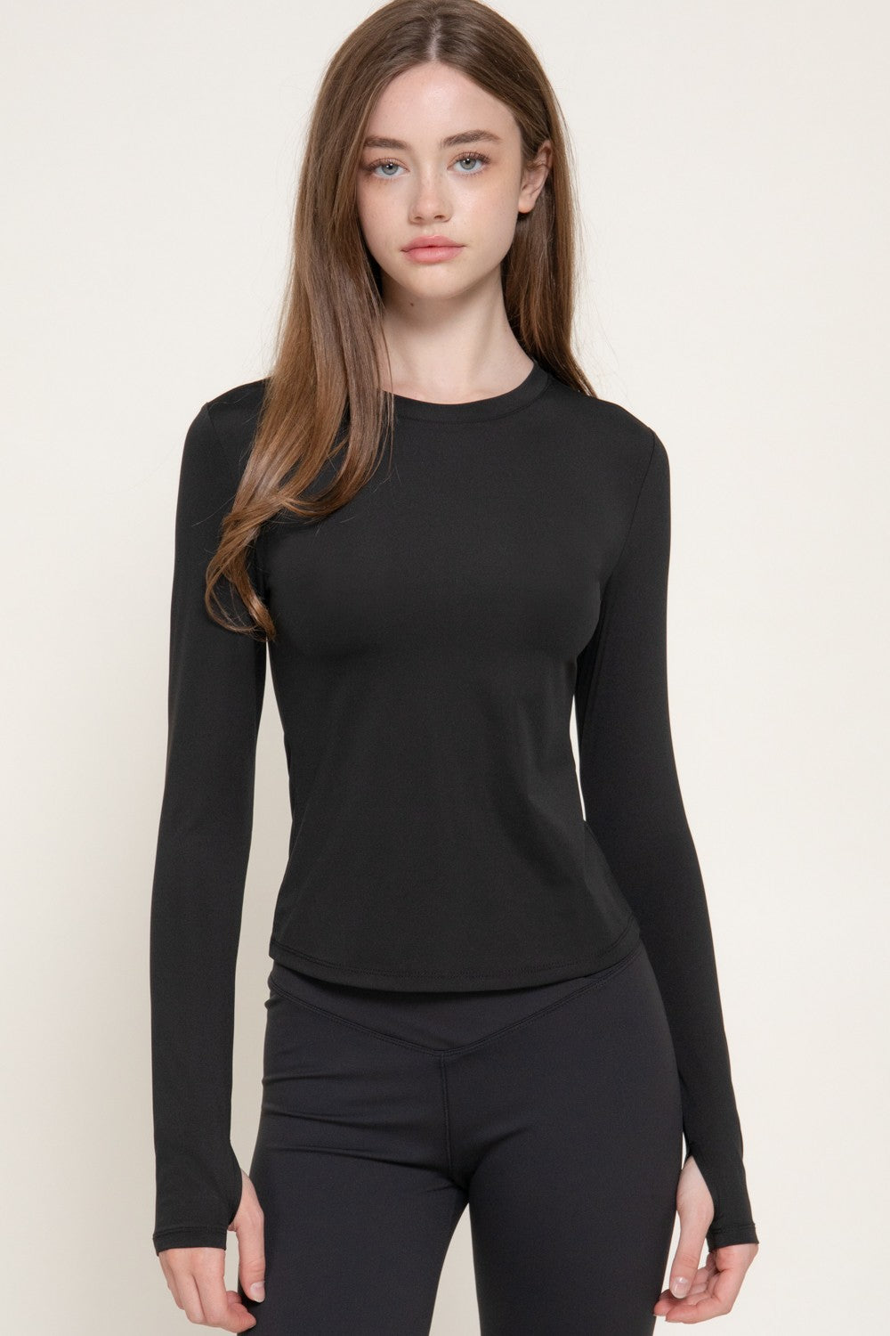 Long Slv Crew Neck Workout Top