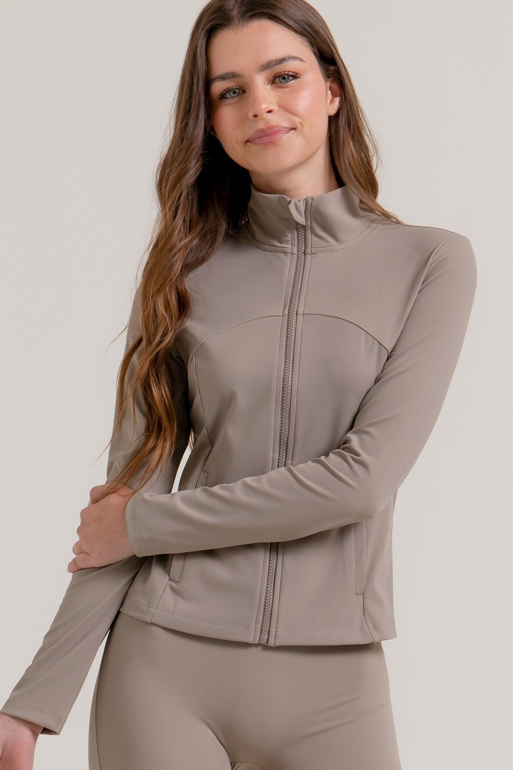 Long Slv Mock Neck Workout Jacket