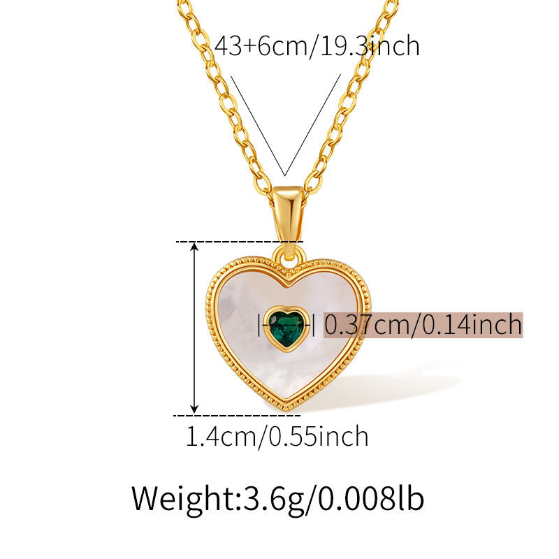 Emerald Heart Pearl Necklace