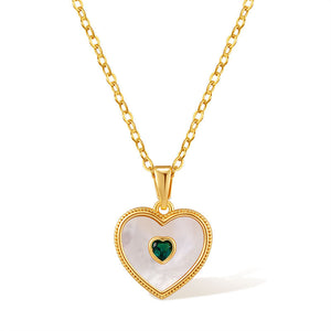 Emerald Heart Pearl Necklace
