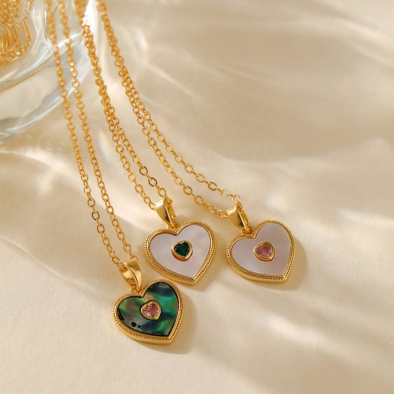 Emerald Heart Pearl Necklace