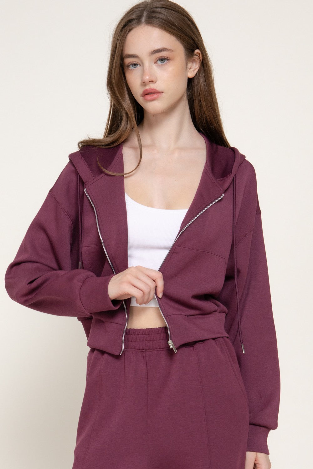 Long Slv Soft Scuba Hoodie Jacket