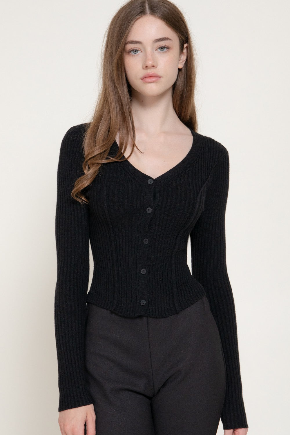 Long Slv V-neck Cardigan