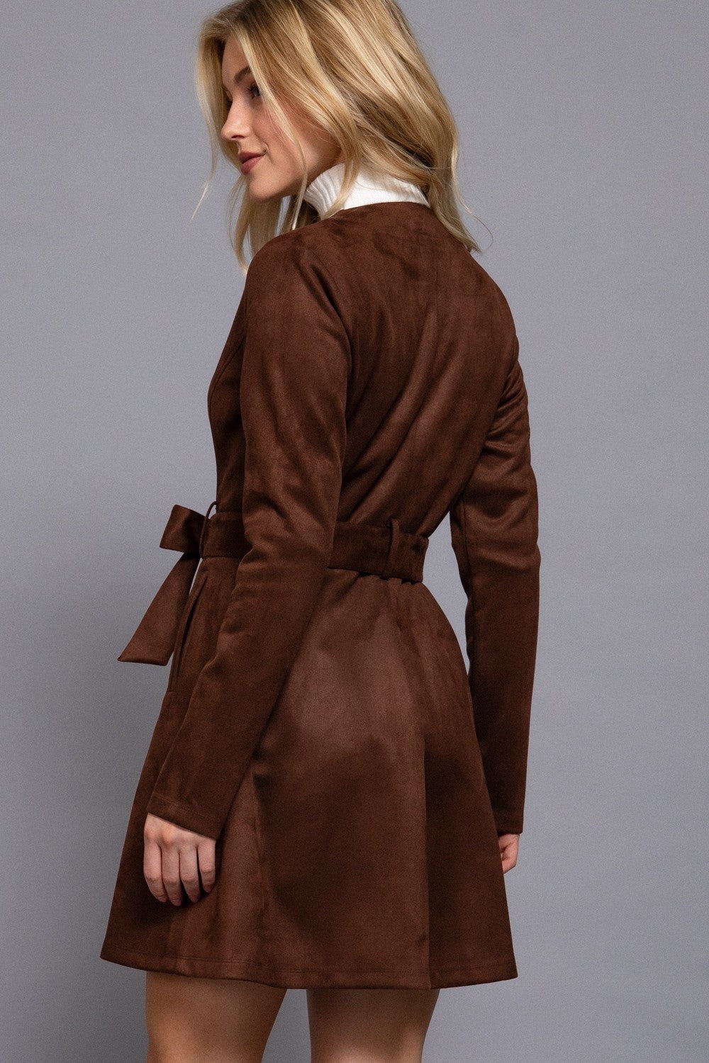 Zip-up Faux Suede Dress Jacket