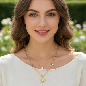 Layered Heart Link Necklace
