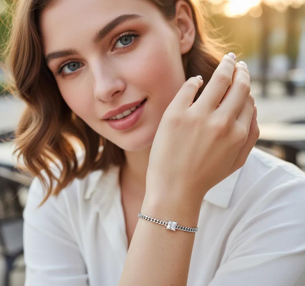 Square Sparkle Chain Bracelet