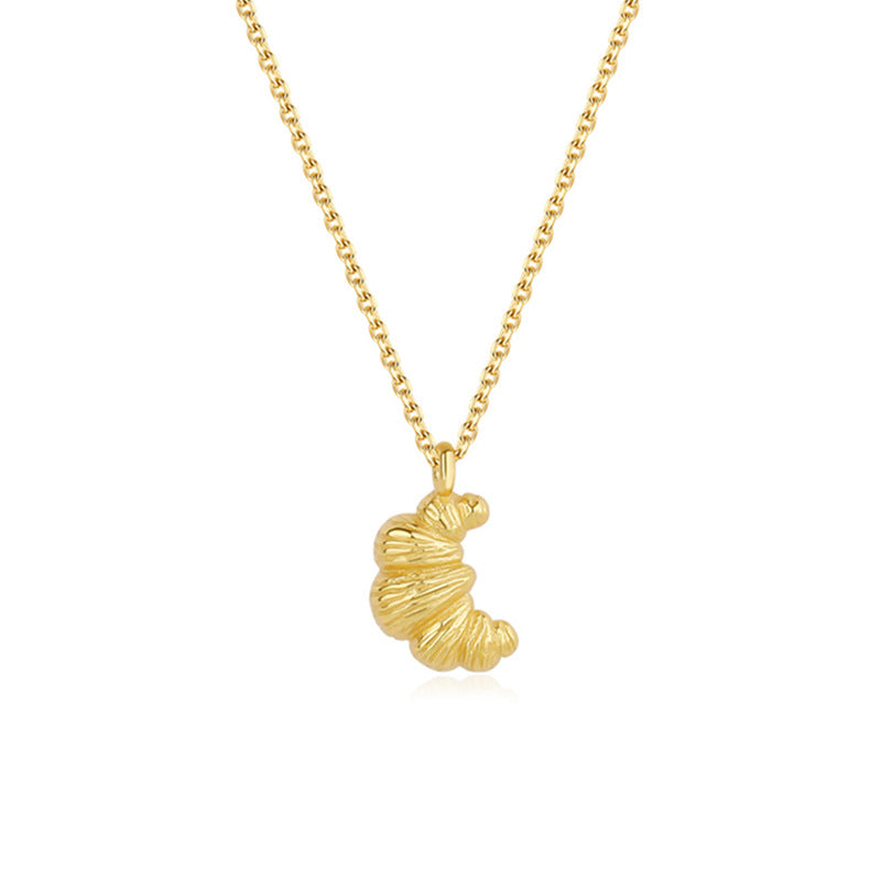 Golden Croissant Charm Necklace