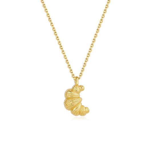 Golden Croissant Charm Necklace