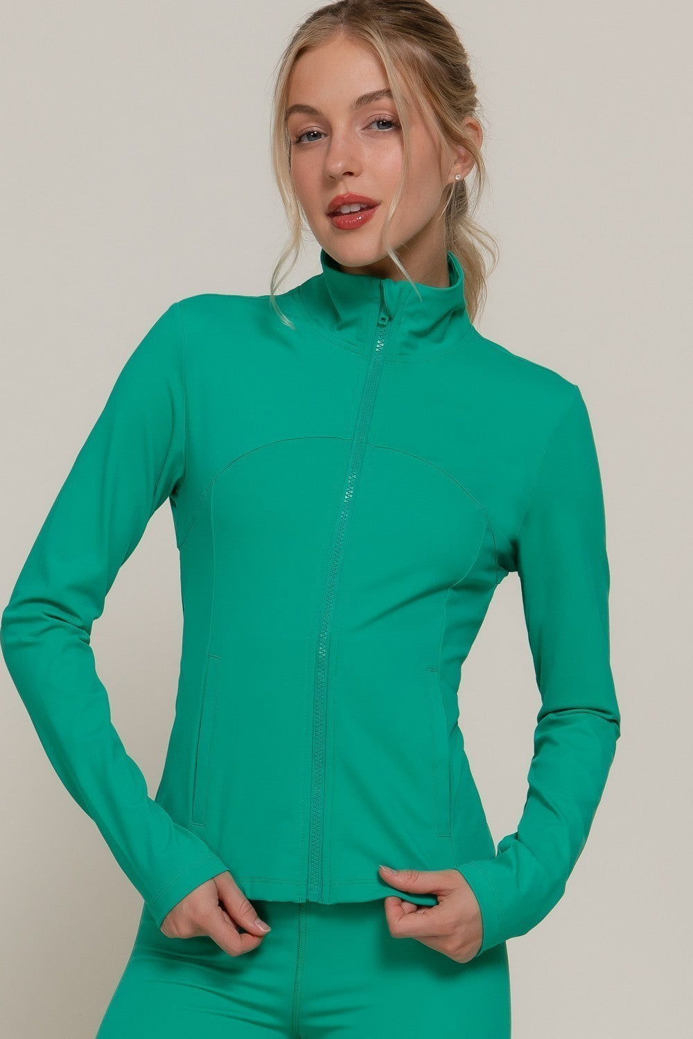 Long Slv Mock Neck Workout Jacket