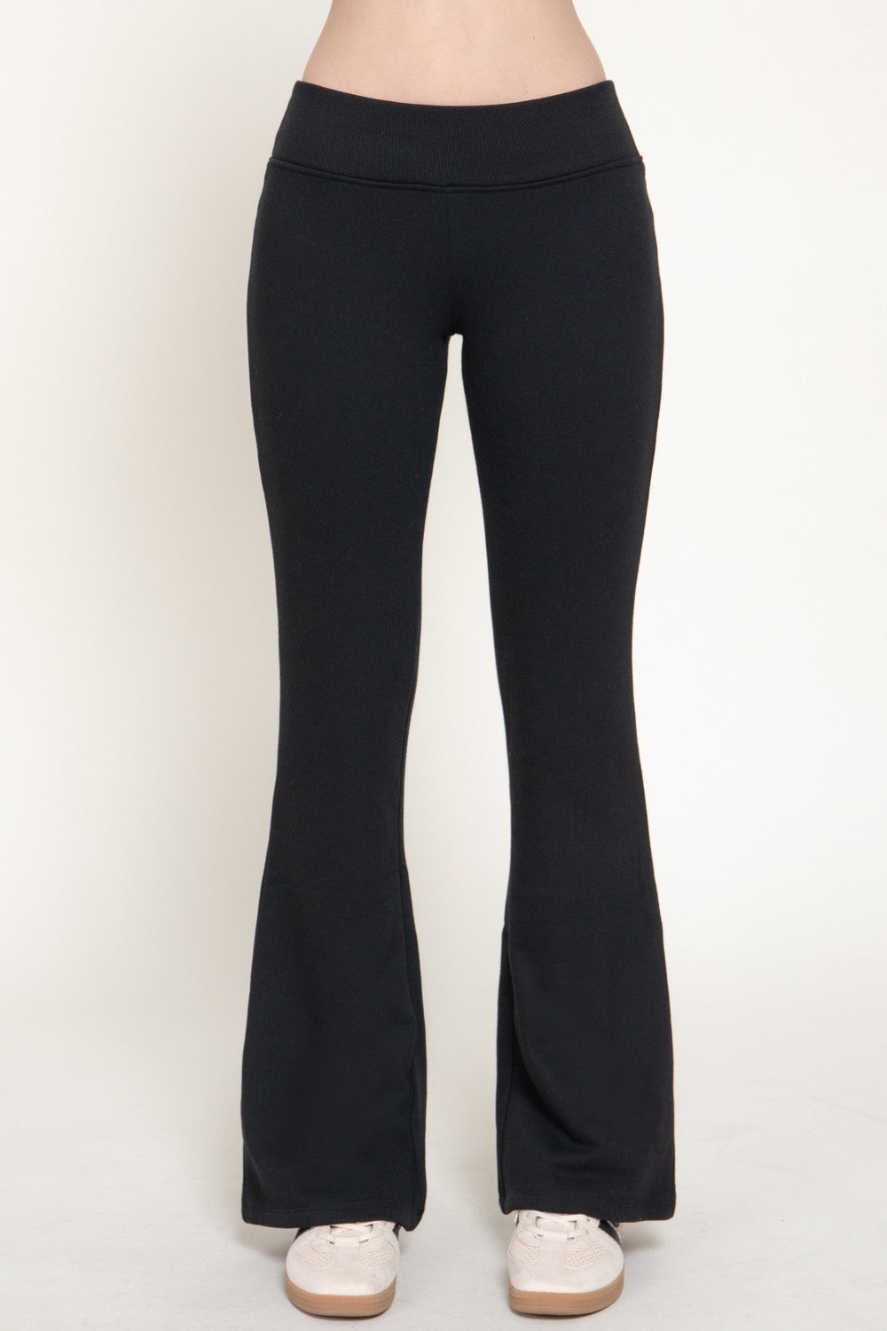 Elastic Waist Semi Flare Terry Pants