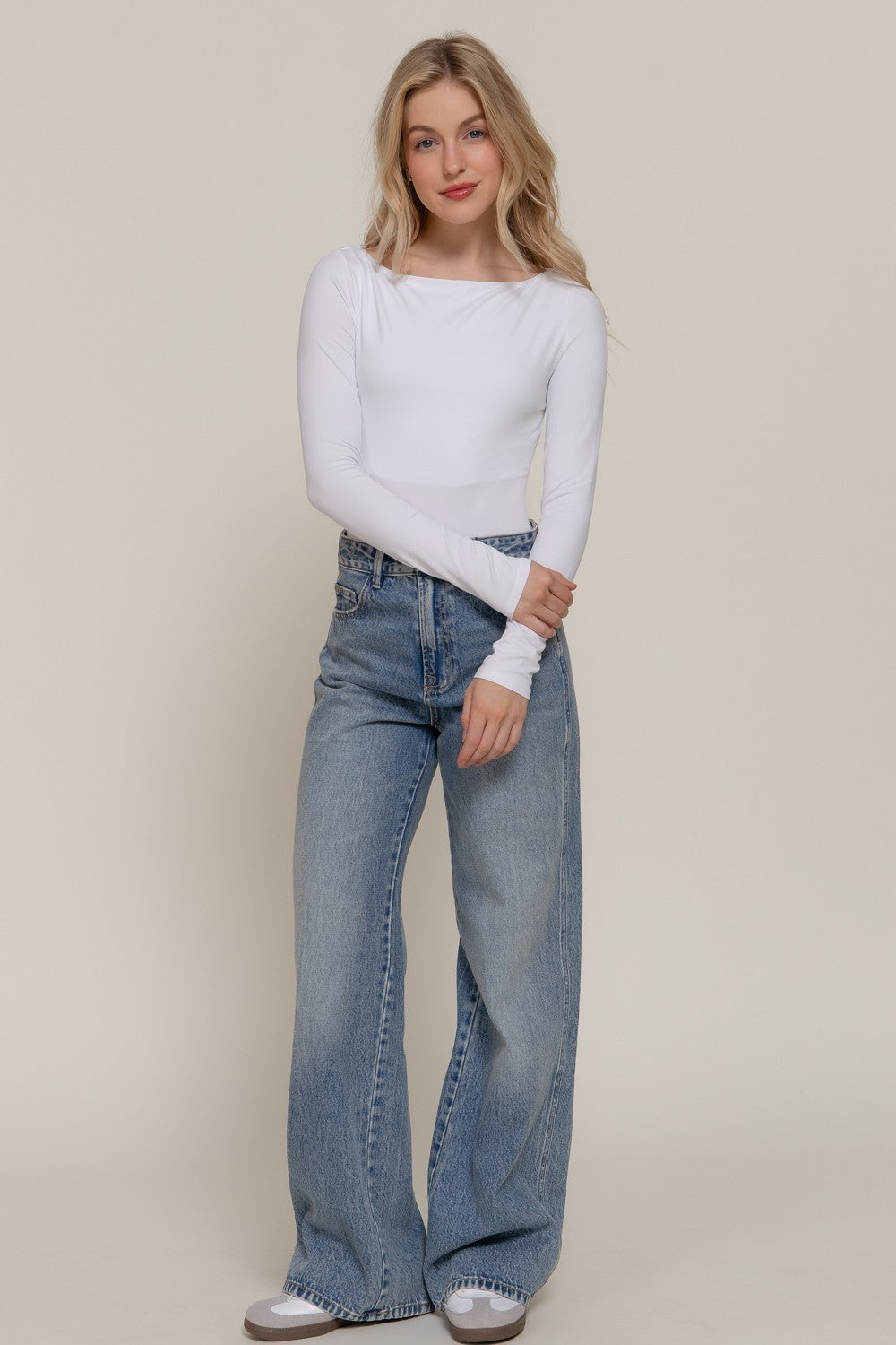 Long Sleeve Boat Neck Bodysuit