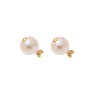 Leafy Pearl Bud Earrings