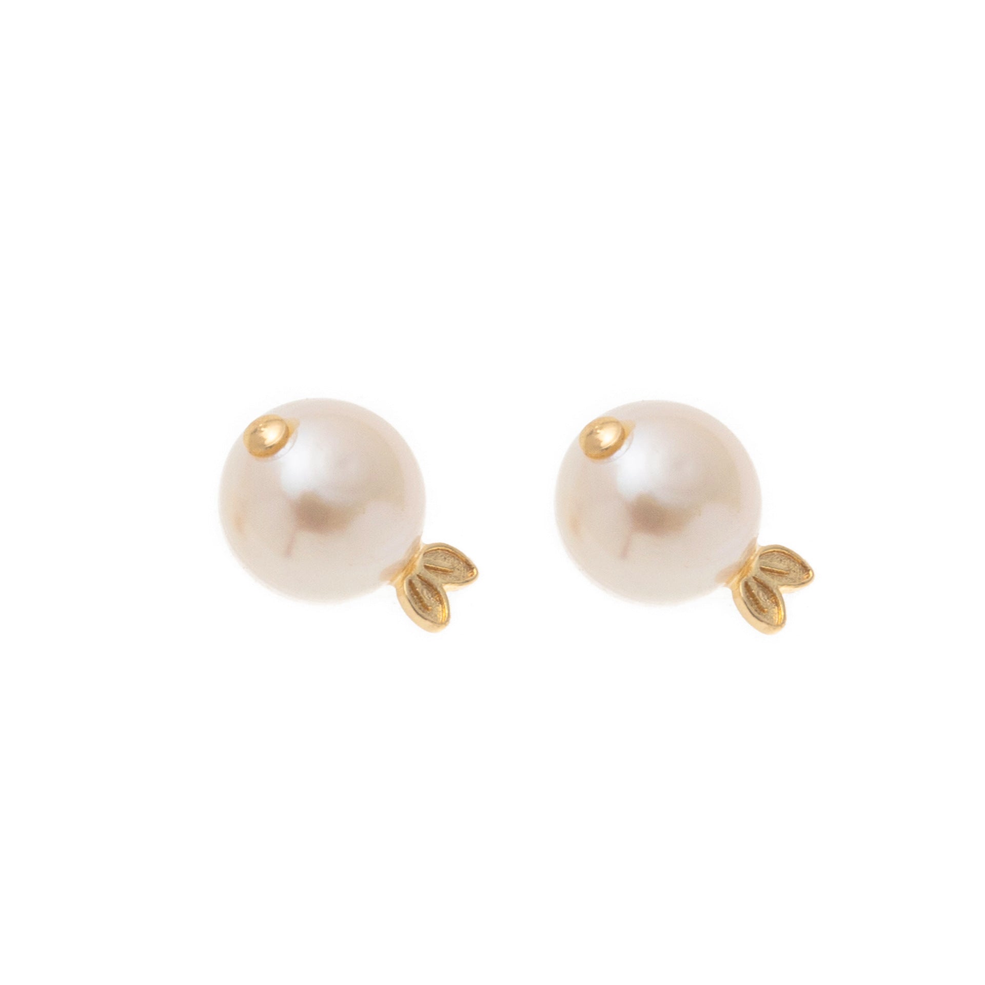 Leafy Pearl Bud Earrings