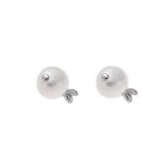 Leafy Pearl Bud Earrings