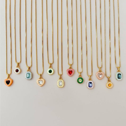 Heart Gem Birthstone Necklace