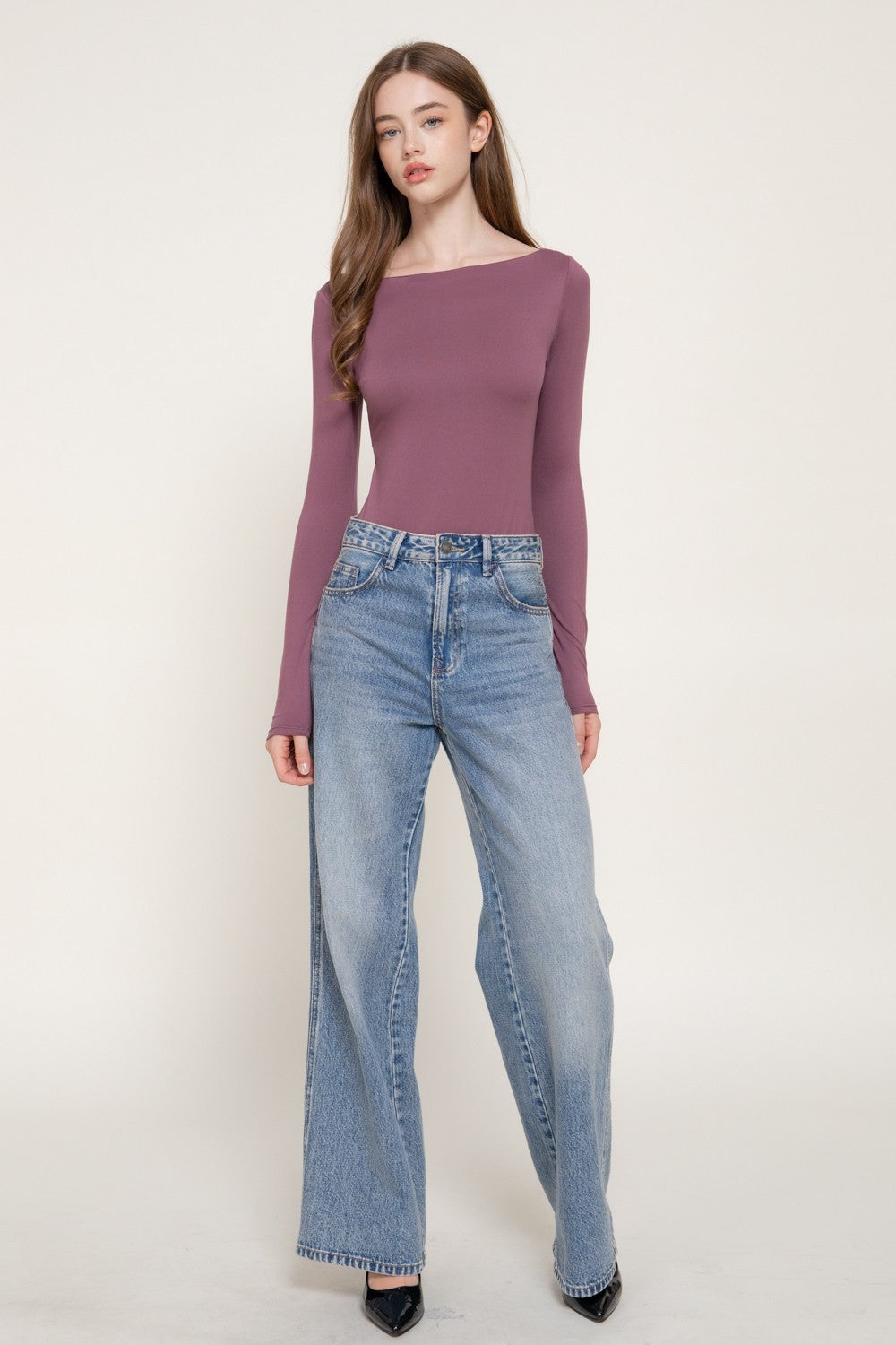 Long Sleeve Boat Neck Bodysuit