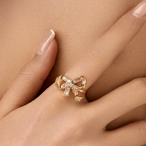 Bow Baguette Whisper Ring