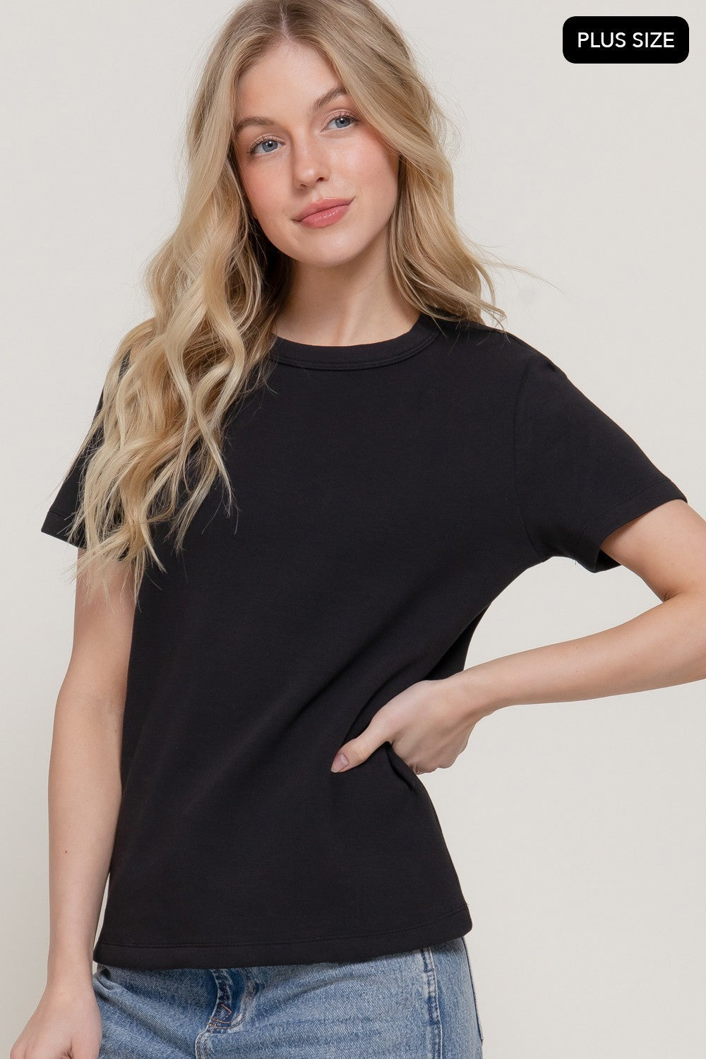 Short Sleeve Round Neck Soft Knit Top