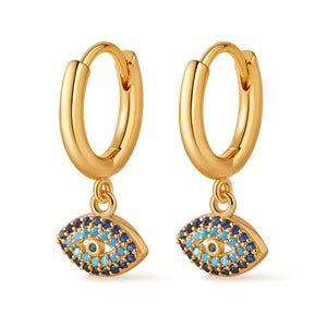 Azure Evil Eye Hoops