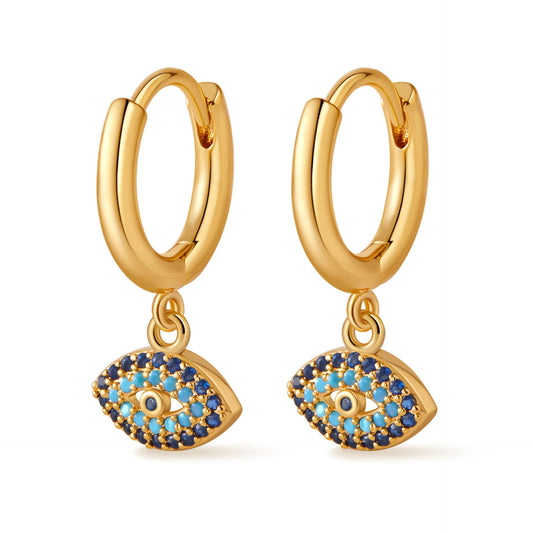 Azure Evil Eye Hoops