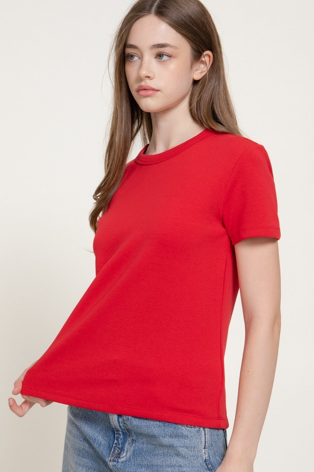Short Sleeve Round Neck Soft Knit Top