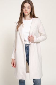 Long Slv Open Front Soft Felt Long Coat