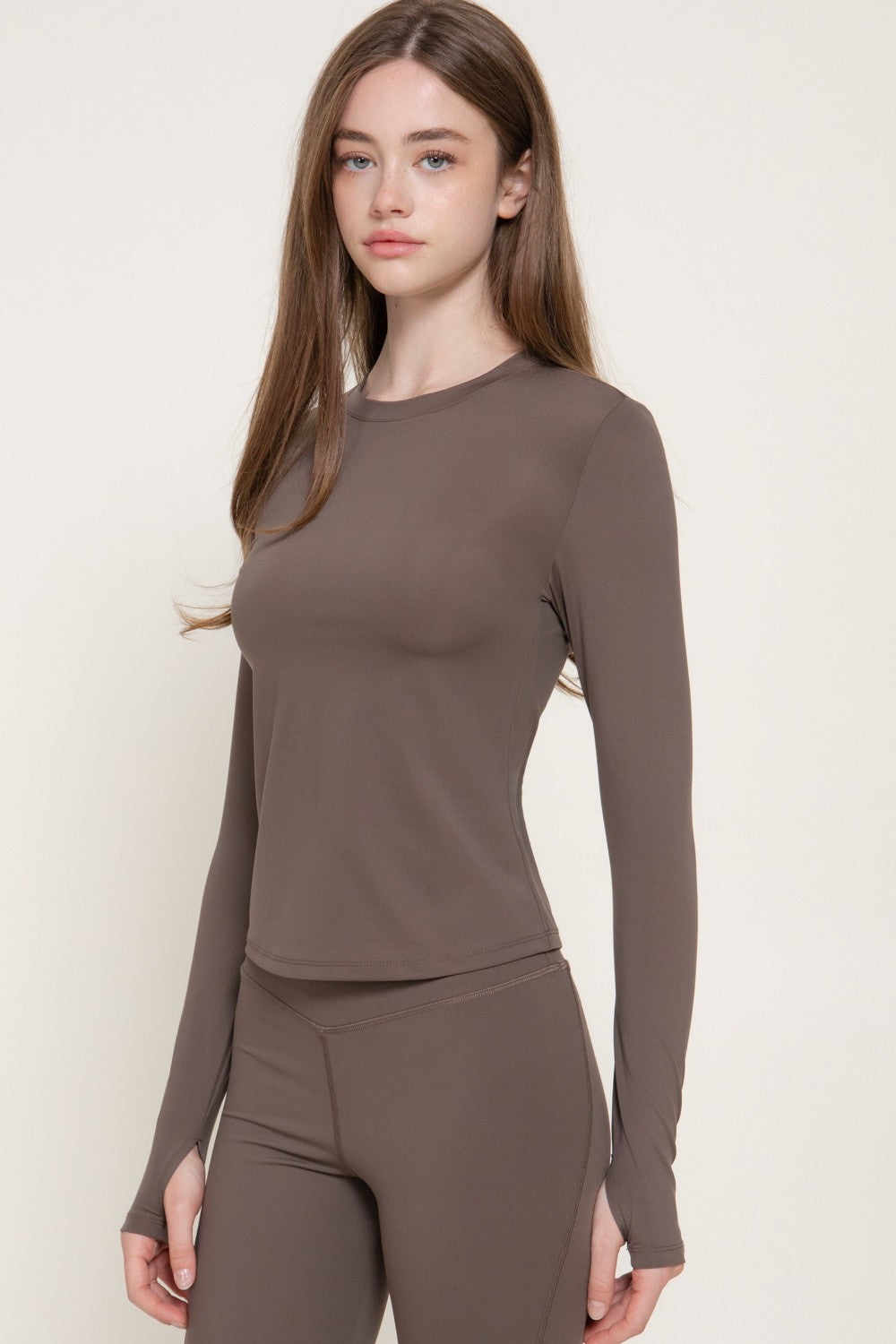 Long Slv Crew Neck Workout Top
