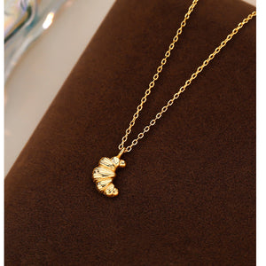 Golden Croissant Charm Necklace