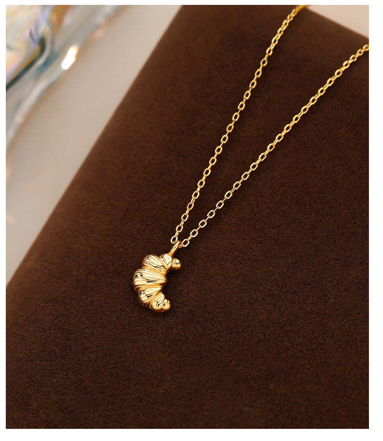 Golden Croissant Charm Necklace Stella Harte