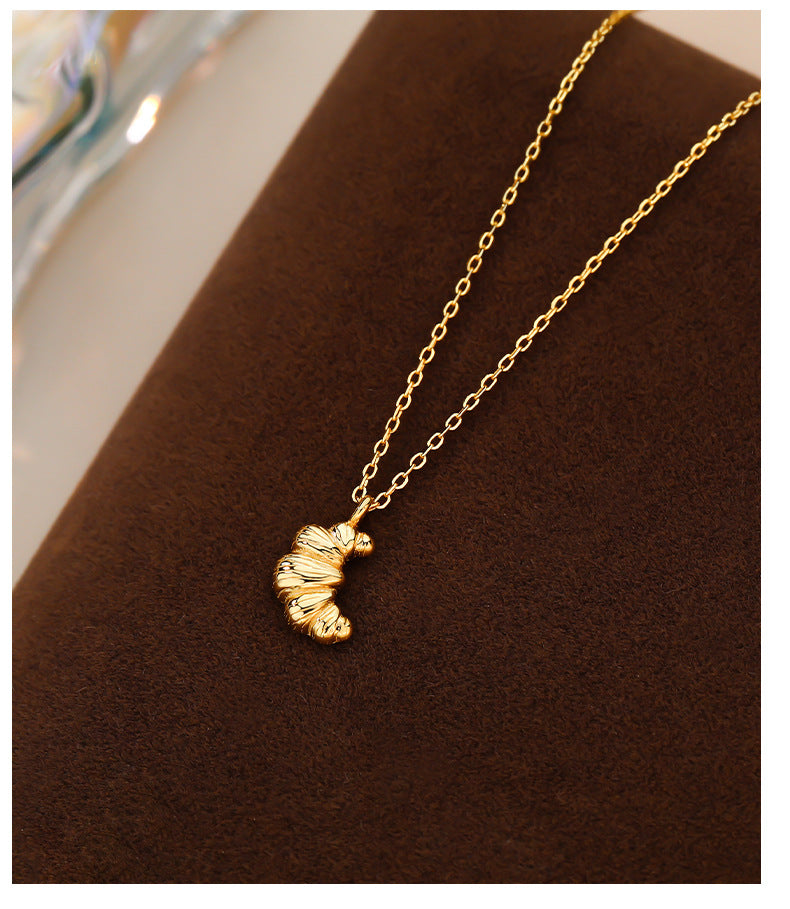 Golden Croissant Charm Necklace