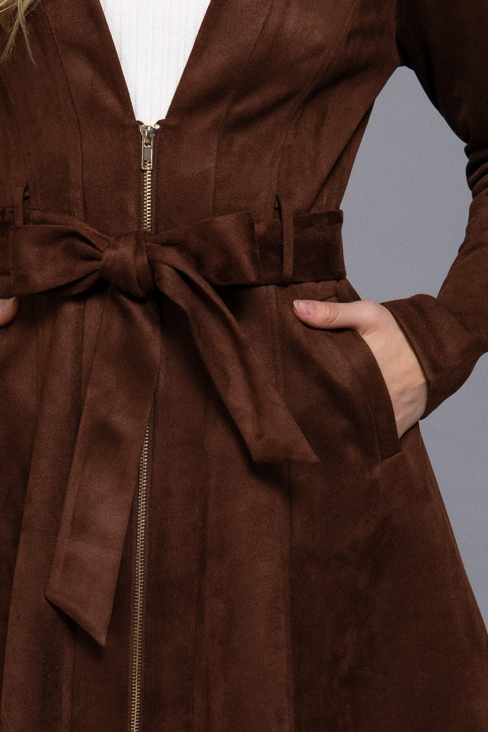 Zip-up Faux Suede Dress Jacket