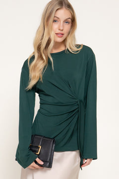 Long Sleeve Front Tie Detail Knit Top