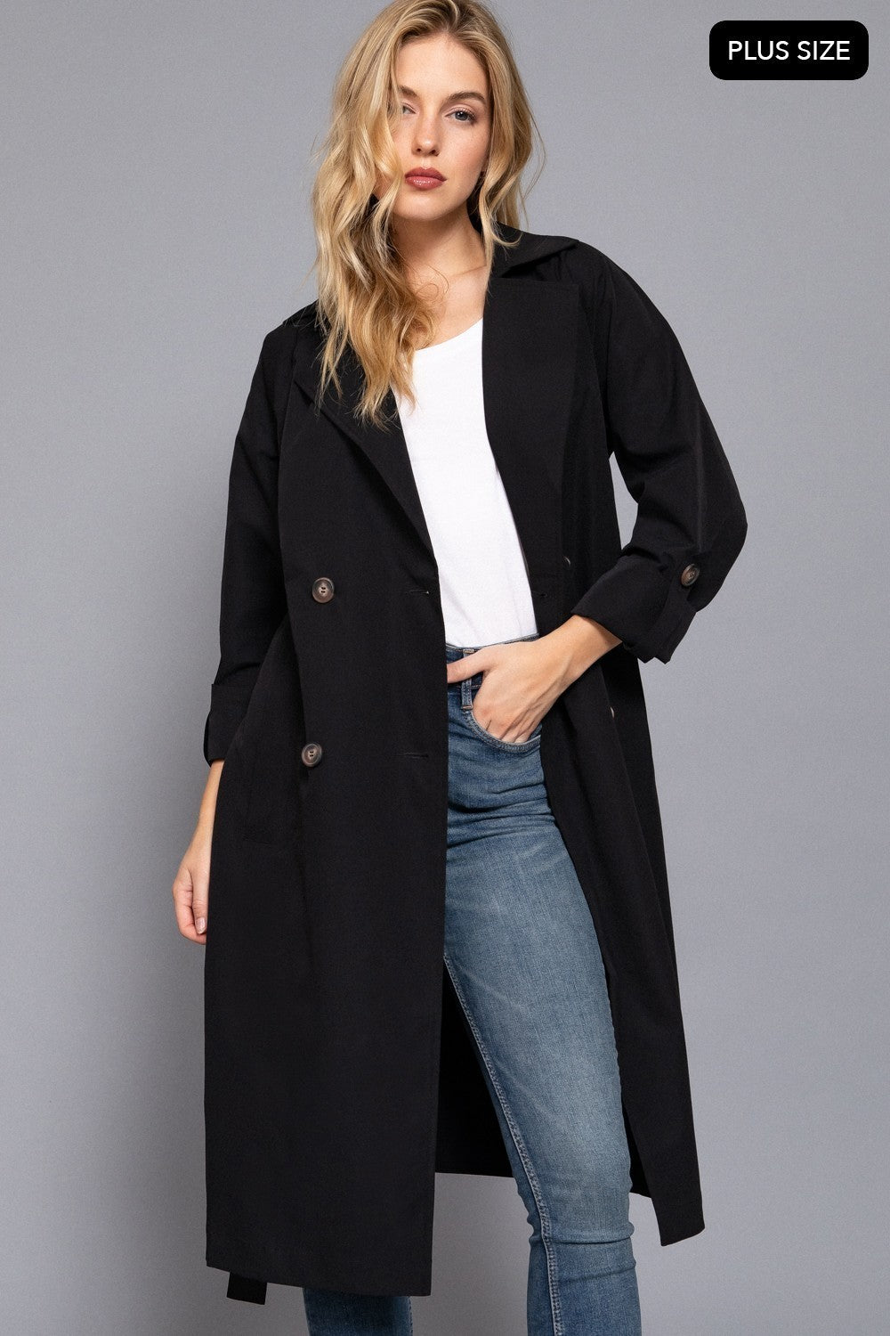 Long Slv Belted Trench Coat