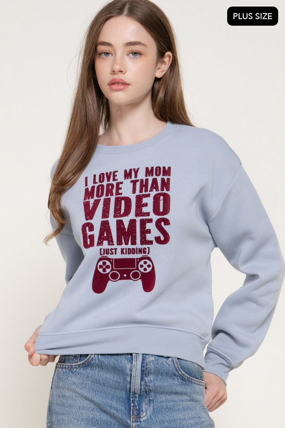 Long Sleeve Flocked Letter Sweatshirt