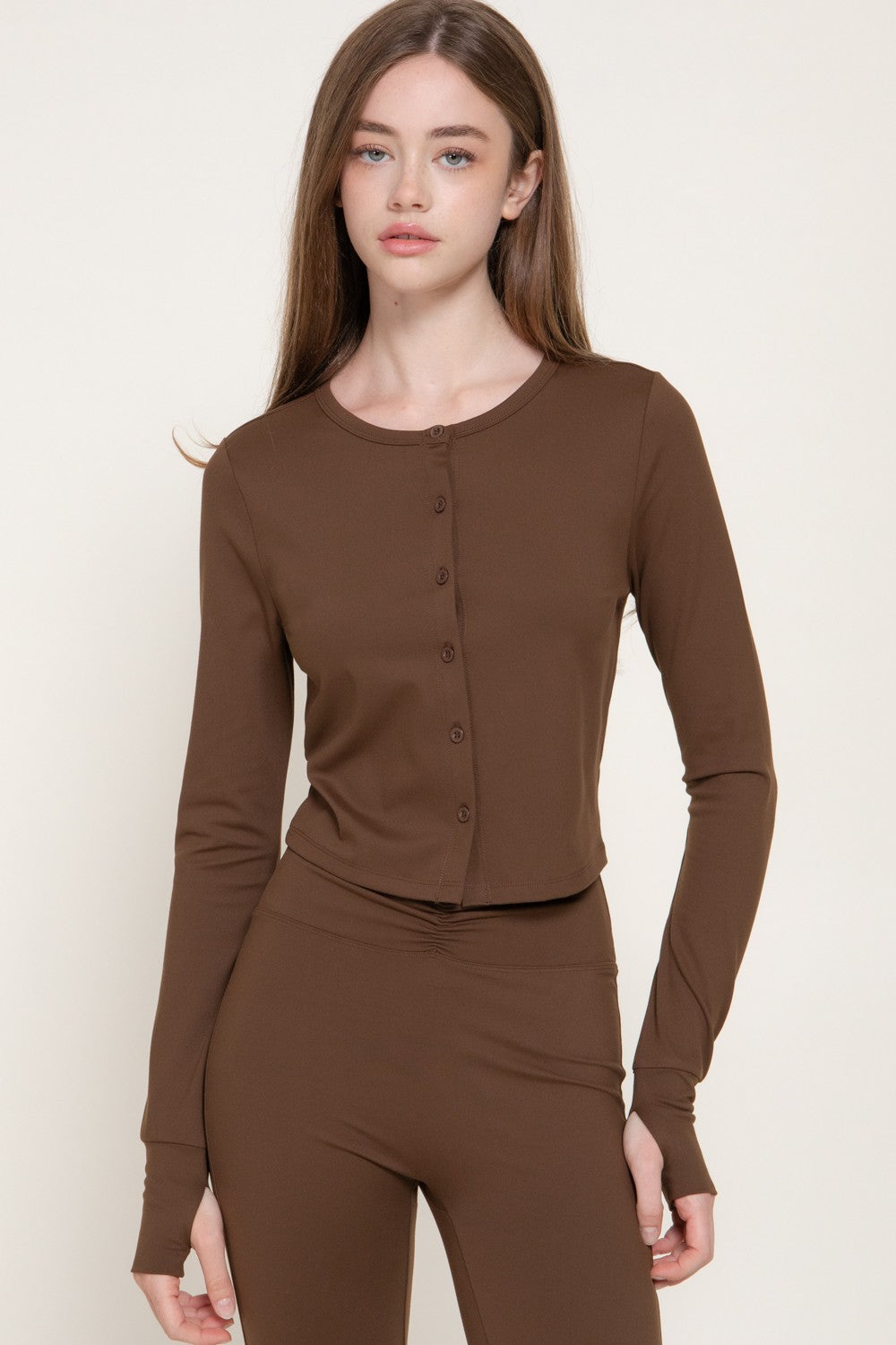 Long Sleeve with Thumb Holes Activewear Cardigan