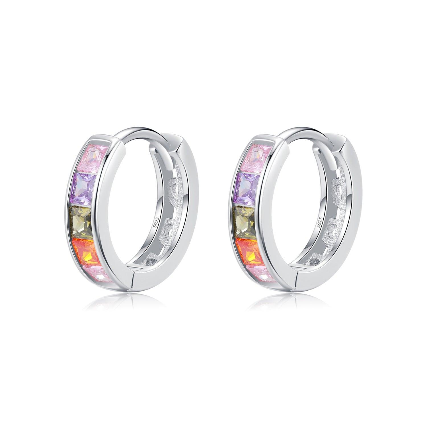 Prismatic Shimmer Huggie Earrings