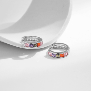 Prismatic Shimmer Huggie Earrings