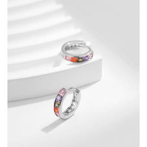 Prismatic Shimmer Huggie Earrings