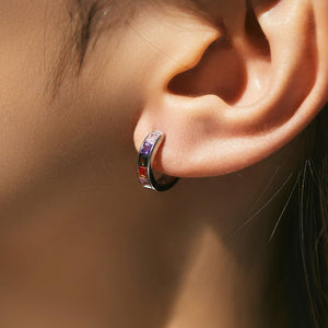 Prismatic Shimmer Huggie Earrings