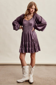 Satin Tiered Mini Dress
