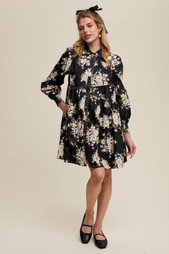 Floral Tiered Shirt Dress