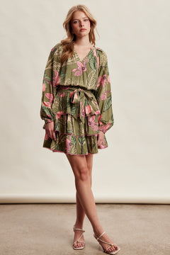 Bold Floral Tiered Mini Dress