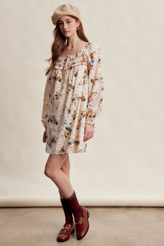Smocked Floral Babydoll Mini Dress
