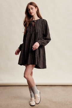 Jacquard Babydoll Mini Dress