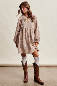 Jacquard Babydoll Mini Dress
