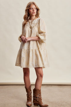 Embroidered Paisley Cotton Mini Dress