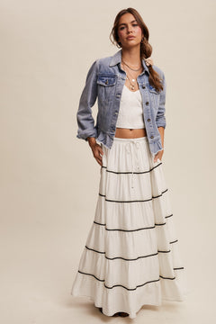 Ruffled Hem Denim Jacket