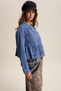 Peplum Hem Denim Jacket