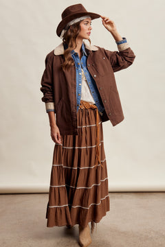 Contrast Collar Utility Barn Jacket