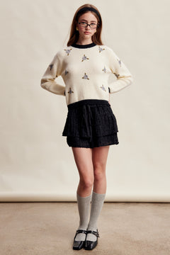 Textured Sequin Tiered Shorts